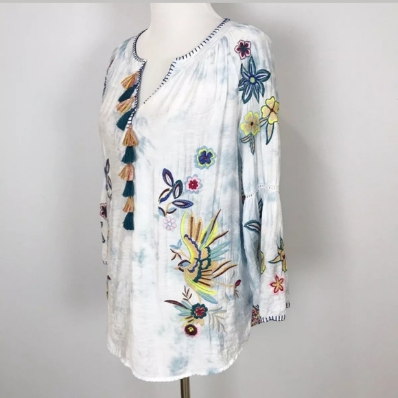 JOHN MARK Women’s SMALL White Floral EMBROIDERED P - Picture 4 of 4